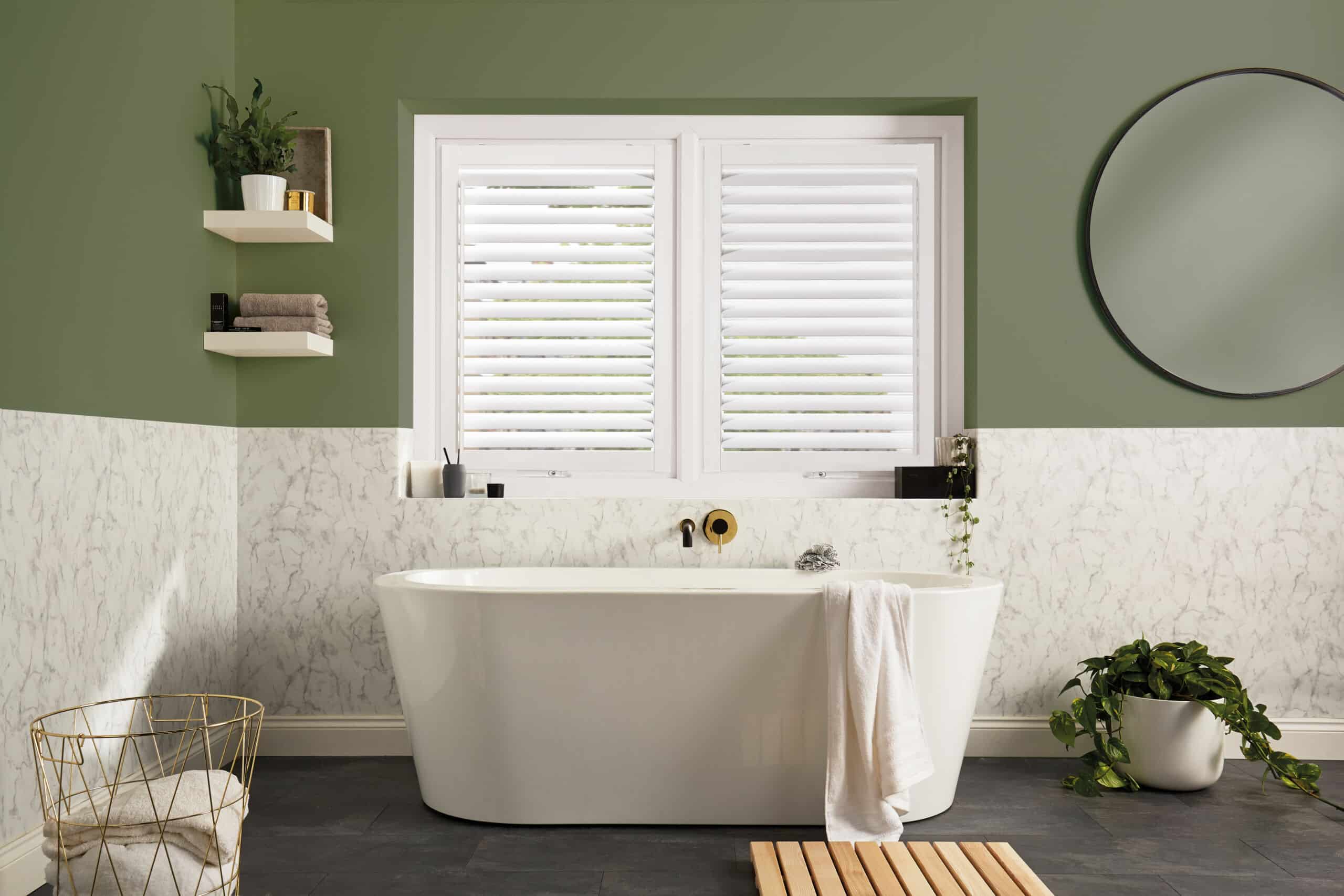 LL 2023 Perfect Fit Shutters Lite Cotton White Bath Open Web Blinds, Shutters & Awnings Warwickshire - Shady Blinds & Shutters Nuneaton