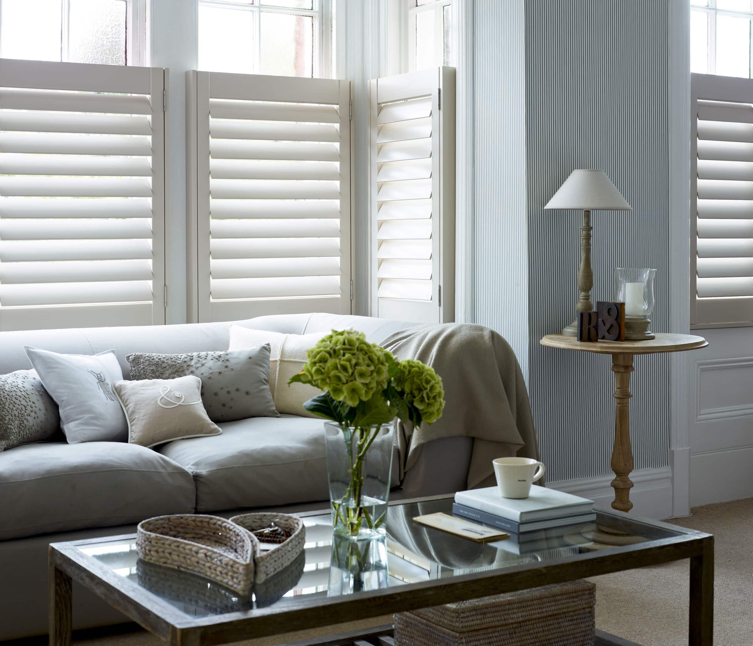 Cafe style living room shutters hybrawood scaled Blinds, Shutters & Awnings Warwickshire - Shady Blinds & Shutters Nuneaton